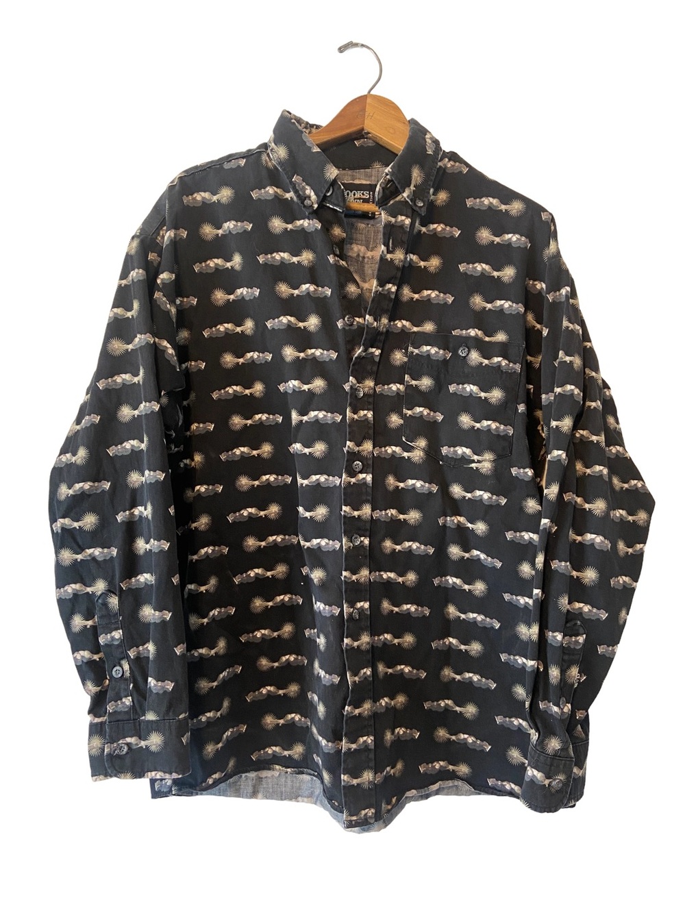 Brooks & Dunn by Panhandle Slim Vintage Western Button Down Spurs Print Shirt